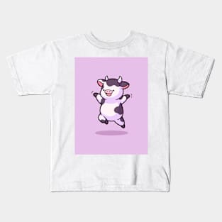 kawaii cute dancing cow Kids T-Shirt